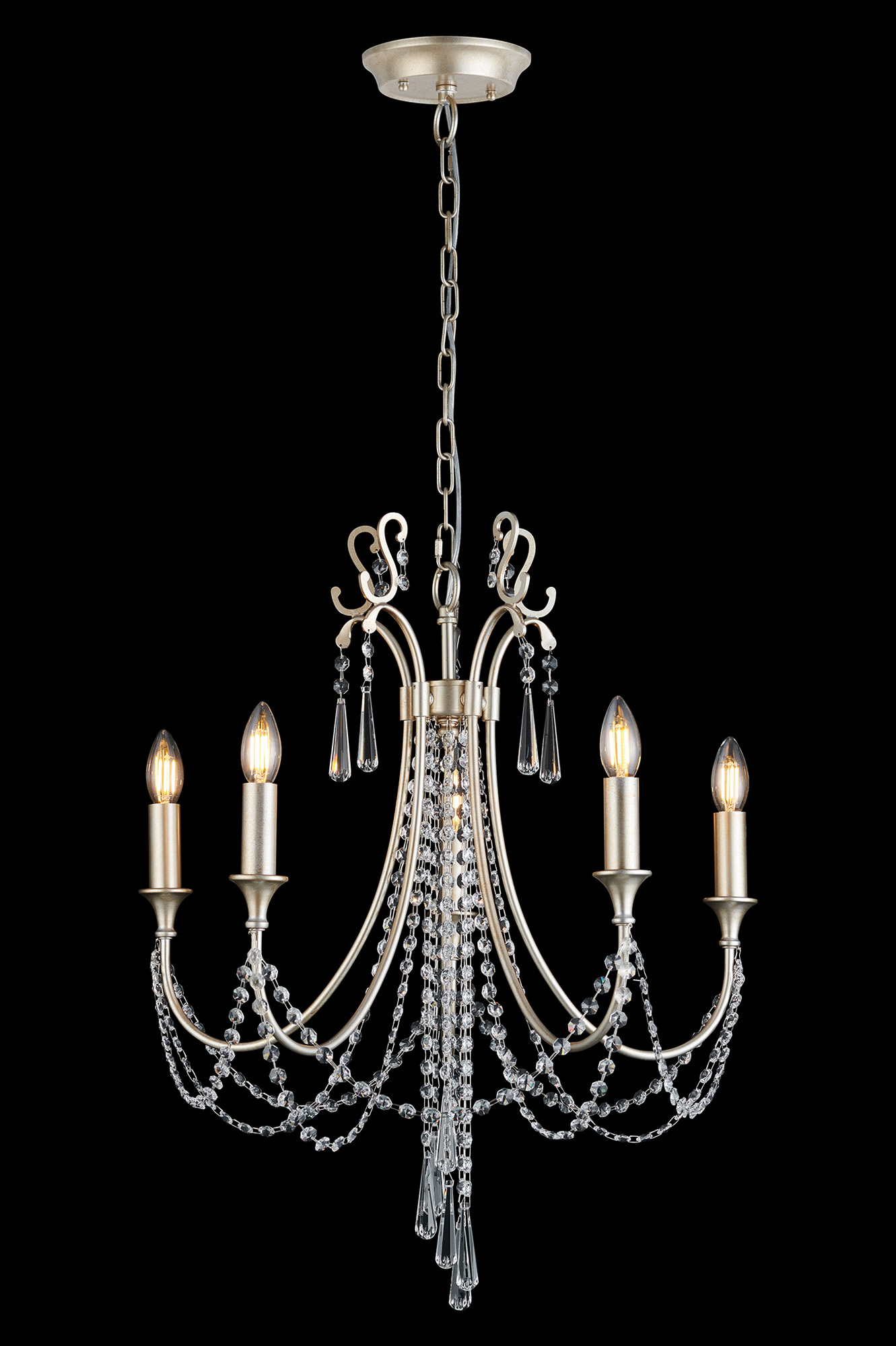 IL31844  Celine Pendant Chandelier 5 Light E14 Aged Silver